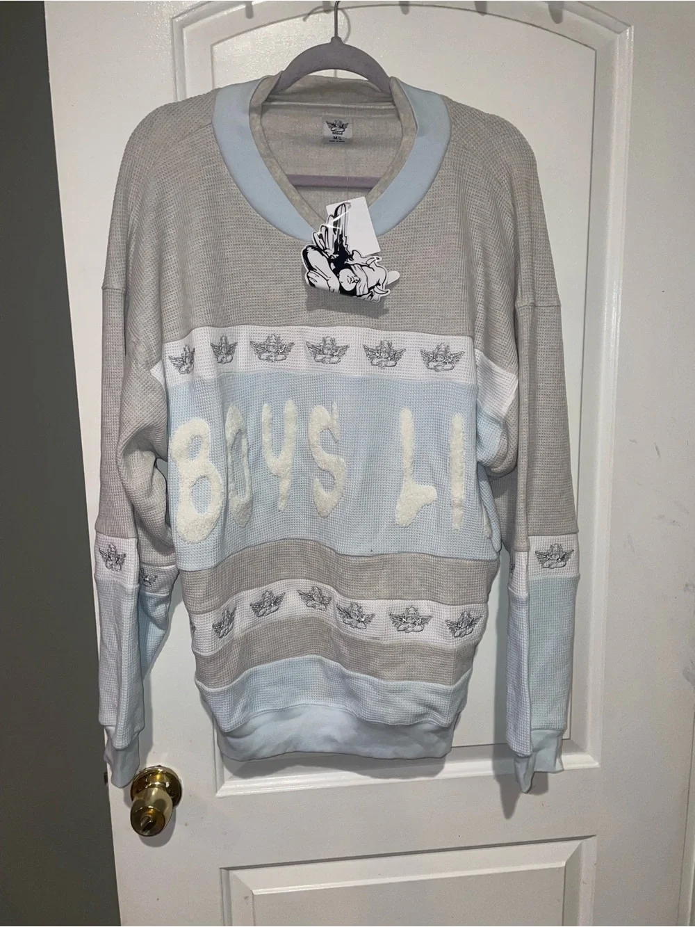 New! Boys Lie Blue Private School Rider Crewneck Thermal 🩵 M\L NWT!